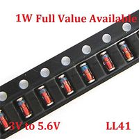 Kammas 50PCS 1W diode ZM4727A 3V/ ZM4728A 3.3V/ ZM4729A/3.6V ZM4730A/3.9V ZM4731A/4.3V ZM4732A/4.7V ZM4733A/5.1V ZM4734A/5.6V - (Color: ZM4736A 6V8)