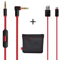 Original Replacement AUX Audio Cable Cord for Beats by Dre Headphones Solo/Studio/Pro/Detox/Wireless with MIC Red(Discontinued by Manufacturer)+Replacement Charger Cable for Beats by Dr Dre and Pill