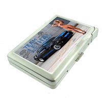 German Pin Up Girls Germany D8 Cigarette Case Lighter Smoking King Size Cigarettes Silver Metal Wallet 4" X 2.75" RFID Protection