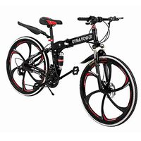 Mountain Bike 26 Inch, Mosunx 6 Spoke 21 Speed Folding Bike Double Disc Brake Suspension Fork Rear Suspension Anti-Slip Bicycles (26 Inch, Black)