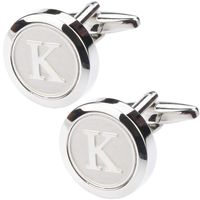 Dannyshi Mens Classic Stainless Steel Initial Cufflinks 26 Alphabet Initial Letter Cufflinks Business Wedding Shirts A-Z (K)