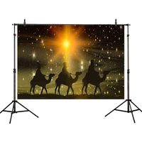 Allenjoy 7x5ft Christmas Backdrop Three Kings Desert Camel Starlight Holy Night Photographic Background Yellow Background Photo Studio Props