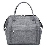 super1798 Portable Tote Lunch Pouch Food Storage Thermal Insulated Waterproof Wear Resistant Bag Bento Container Grey