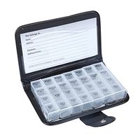 LazyMe Weekly 7 Days 28 Slot Travel Pill Box with Protection Cover and Prescription Reminder Sheet, for Small Pills (Clear)