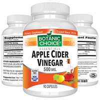 Botanic Choice Apple Cider Vinegar - Promotes Healthy Diet and Weight Loss, Traditionally Used as a Natural Way to Cleanse Your Body, Non-GMO Daily Supplement 90 Pcs 500 mg