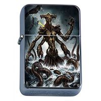 Gigantic Octopus Kraken Flip Top Oil Lighter D9 Scary Sea Monster Giant Attacking Squid