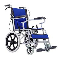 Wheelchair Manual Folding Elderly Trolley Disabled Portable Belt (Color : Dark Blue)