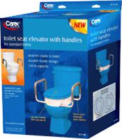 Carex Toilet Seat Elevator with Handles for Elongated Toilets, 3-1/2" (10" with Handles) H x 18-8/9" W x 13-1/2" (21-1/2" with Handles), Height Adjust: 3-1/2" (Case of 2 Each)