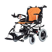 min MinMin Electric Wheelchair Aluminum Alloy Double Lithium Battery Detachable Battery Light Folding Disabled Scooter - Orange Medical Equipment (Color : Dual Control)
