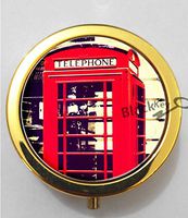 BlackKey Telephone Booth 3-Compartment Decorative Pocket Gift Box Case Organizer for Pill, Color 2 -1252