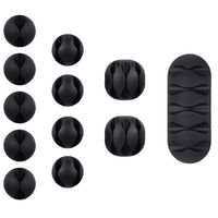 Multipurpose 12 Pack Black Cable Clips Viaky Wire Management for Your Wires, Computer, Earphone line, Charging and Mouse, Tachograph Cord - Self Adhesive Cord Holders Desk Cable Organizer