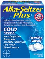 Alka-seltzer Plus Cold Effervescent Tablets 20ct,(Pack of 3)