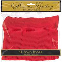 amscan Apple Red Premium Heavy Dutyt Plastic Spoons, 48 Ct.