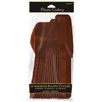 Assorted Plastic Cutlery | Chocolate Brown | Pack of 24| Party Supply