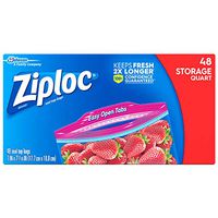 Ziploc Storage Bags, For Food, Sandwich, Organization and More, Smart Zipper Plus Seal, Quart, 48 Count, Pack of 3 (144 Total Bags)