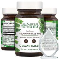 Natural Nutra Vegan Melatonin 5mg with B6, Fast Dissolve, Time Release with Calcium for Optimal Sleep, Rest and Relaxation, Gluten Free, 50 Tablets