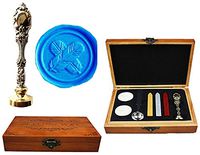 MNYR Fancy Feather Cross Luxury Wood Box Silver Metal Peacock Wedding Invitations Gift Cards Paper Stationary Envelope Seal Custom Logo Wax Seal Sealing Stamp Wax Stick Melting Spoon Wood Gift Box Kit