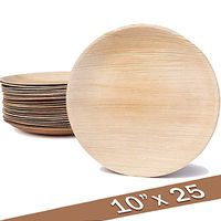Treasure4U Palm Leaf Plates - Bamboo Plates (10" round 25 Plates)- EcoFriendly, Biodegradable ,Compostable Disposable Plates | Heavy Duty Party Utensils, Tableware Dinner Plates, for Weddings, Parties