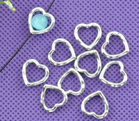 YC 50pcs 14x14mm Antique Silver Heart Beads Loose Metal Beads Craft DIY Jewelry Making Findings Charms Pendants