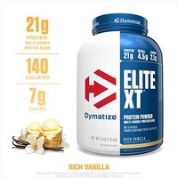 Dymatize Elite XT Protein Powder, Multi-Source Protein, 21g Protein, 4.5g BCAAs & 2.2g L-Leucine, with Slower Absorbing Casein, Rich Vanilla, 4 Pound