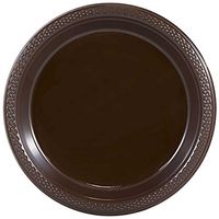JAM PAPER Round Plastic Party Plates - Medium - 9 inch - Brown - 200/Box