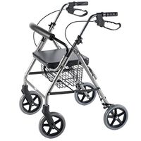 PCP Ultra Lightweight Titanium Rollator with Curved Backrest and Storage Basket, Chrome