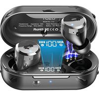 TOZO T12 Wireless Earbuds Bluetooth Headphones Premium Fidelity Sound Quality Wireless Charging Case Digital LED Intelligence Display IPX8 Waterproof Earphones Built-in Mic Headset for Sport Black