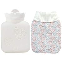 SUWIN Mini Cartoon Winter Silicone Explosion-Proof Hot Water Bottle, Detachable Water Injection Hot Water Bag, Colorful Knit Jacket, for Children and Students, Microwave Heating