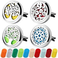 4PCS Aromatherapy Essential Oil Car Diffuser Car Fragrance Diffuser Locket Air Freshener Car Diffuser Vent Clip with 60 Refill Pads