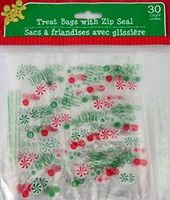 Christmas Holiday Treat Bags with Zip Seal (30 Count) (Pinwheels)