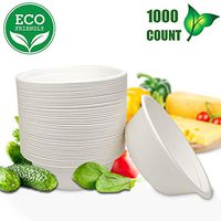 OURhome 100% Compostable Paper Bowls [1000-Pack] Natural Disposable Bagasse, Eco-Friendly Biodegradable Made of Sugar Cane Fibers for Hot and Cold Foods