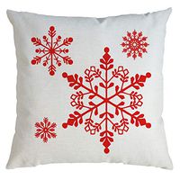 Indexshop Happy Christmas red snowflake Throw Pillow Cover, Cotton Linen Throw Pillow Cover 18x18 Inch, Home Decor Xmas Decorative Pillowcase Cushion Case Sofa (B)