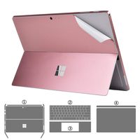 XISICIAO 4-in-1 Premium Full Set Body Protective Skin Sticker Decals for Microsoft Surface Pro 6/ Pro 5 2017 Released 12.3-Inch [Body+Edge+Keyboard Back+Palm Rest Protector] (Rose Gold 4-in-1)