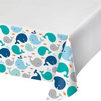 Creative Converting Border Print Plastic Tablecover, Lil' Spout Blue