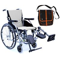 Karman S-Ergo 115 Ultra Lightweight Ergonomic Wheelchair | Seat Size 18" X 17" | Upgraded to Elevating Legrests | Quick Rrelease Wheels in Silver & Free Black Medical Utility Bag with Trim!