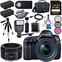 Canon EOS 5D Mark IV DSLR Camera with 24-70mm f/4L Lens 1483C018 EF 50mm f/1.8 STM Lens 0570C002 + LPE-6 Lithium Ion Battery + Sony 128GB SDXC Card Bundle
