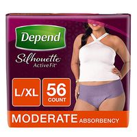 Depend Silhouette Active Fit Incontinence Underwear for Women, Moderate Absorbency, Disposable, L/XL, Purple, 56 Count