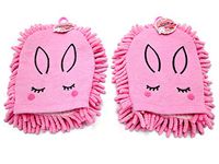 Microfiber Cleaning Mitten Cute Bunny Set of Two (Double Pink)