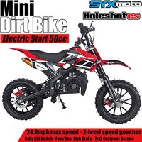 SYX MOTO Kids Mini Dirt Bike Gas Power 2-Stroke 50cc Motorcycle Holeshot Electric Start Motorcycle Pit Bike, Red