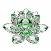 Amlong Crystal Hue Reflection Crystal Lotus Flower with Gift Box, Green (3 Inch)
