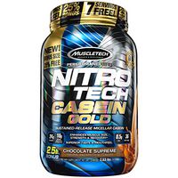 MuscleTech NitroTech Casein Gold Protein Powder, Sustained-Release Micellar Casein, Chocolate Supreme, 2.5lbs