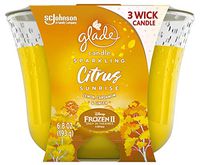 Glade 3 Wick Scented Candle Sparkling Citrus Fragrance Infused with Essential Oils of Lemon, Cardamon and Ginger Air Freshener for Home, 6.8 oz