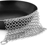 Cast Iron Skillet Cleaner,316L Stainless Steel Chainmail Scrubber,8 * 6''Premium Chain Cookware Cleaner for Skillet, Wok, Pot, Pre-Seasoned Pan Dutch Ovens,Anti-Rust,Durable and Great Scrubbing Power