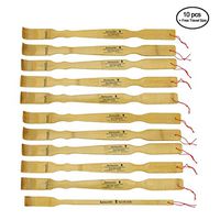 BambooMN 10 Pieces 17" Logo Bamboo Wooden Back Scratchers Plus Free Travel Size Backscatcher
