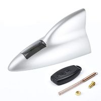 Shark Fin Aerial-MASO Solar Power Shark Fin Aerial Car Radio Antenna, 12 LED Warning Light, Radio Antenna Base Replacement, With Remote Control（Silver）