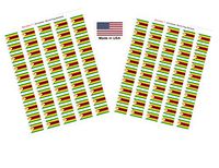 Made in USA! 100 Country Flag 1.5" x 1" Self Adhesive World Flag Scrapbook Stickers, Two Sheets of 50, 100 International Sticker Decal Flags Total (Zimbabwe)