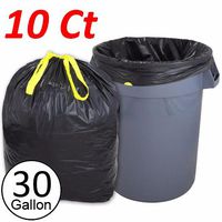 Wideskall 30 Gallong Heavy Duty Commercial Kitchen Garbage Drawstring Trash Bag Black - Pack of 10
