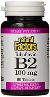 Natural Factors - Vitamin B2 Riboflavin 100mg, Support for Energy & Normal Metabolism, 90 Tablets
