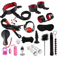 Yunestry 19 PCS/Set Leather Nylon Plush BDSM Bondage Toy Flirt - Amal Plug - Body Massage Tools - Massagers Adullt Six Toys Set