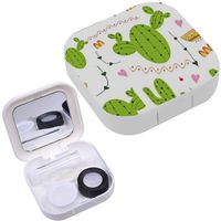 Portable Contact Lens Case Box Travel Kit Mirror + Bottle + Tweezers Container Holder [ Cactus Mexican Sombrero ]